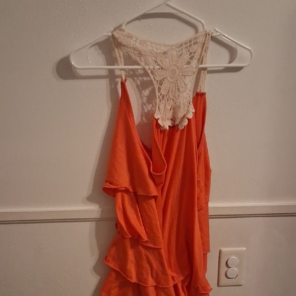 Orange Lace-Back Ruffle Top - Picture 2 of 2